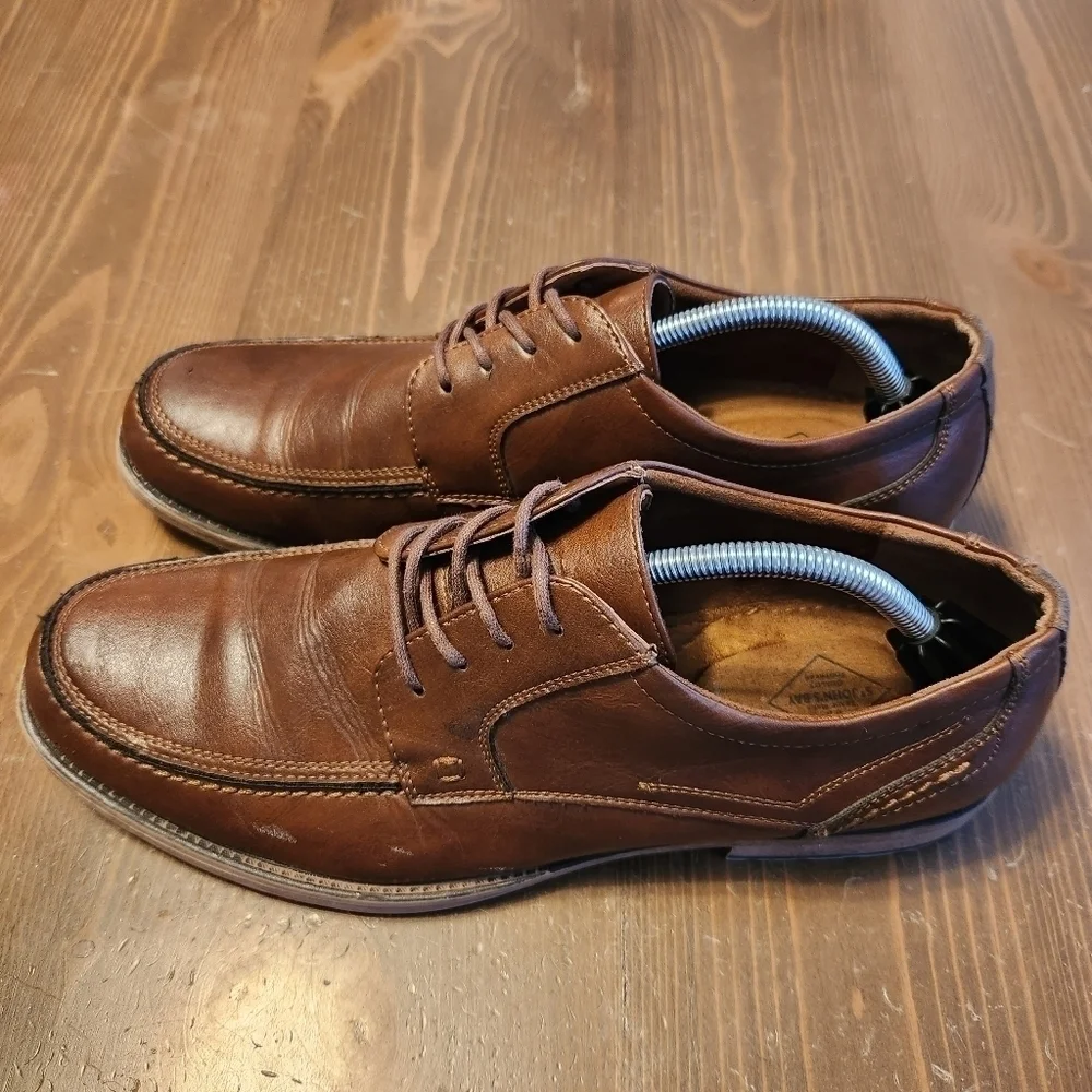 Men's St Johns Bay Brown Leather Balsam Oxford Shoe W/ Memory Foam Insole Sz 11M